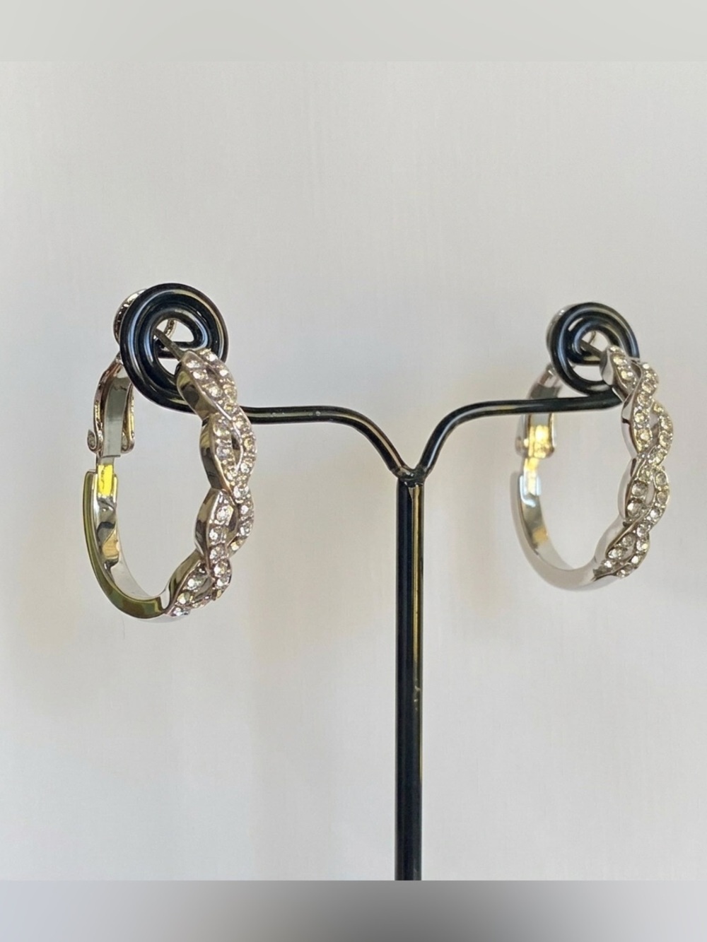FAC NWT Weaved Swarovski Crystal Hoop Earrings